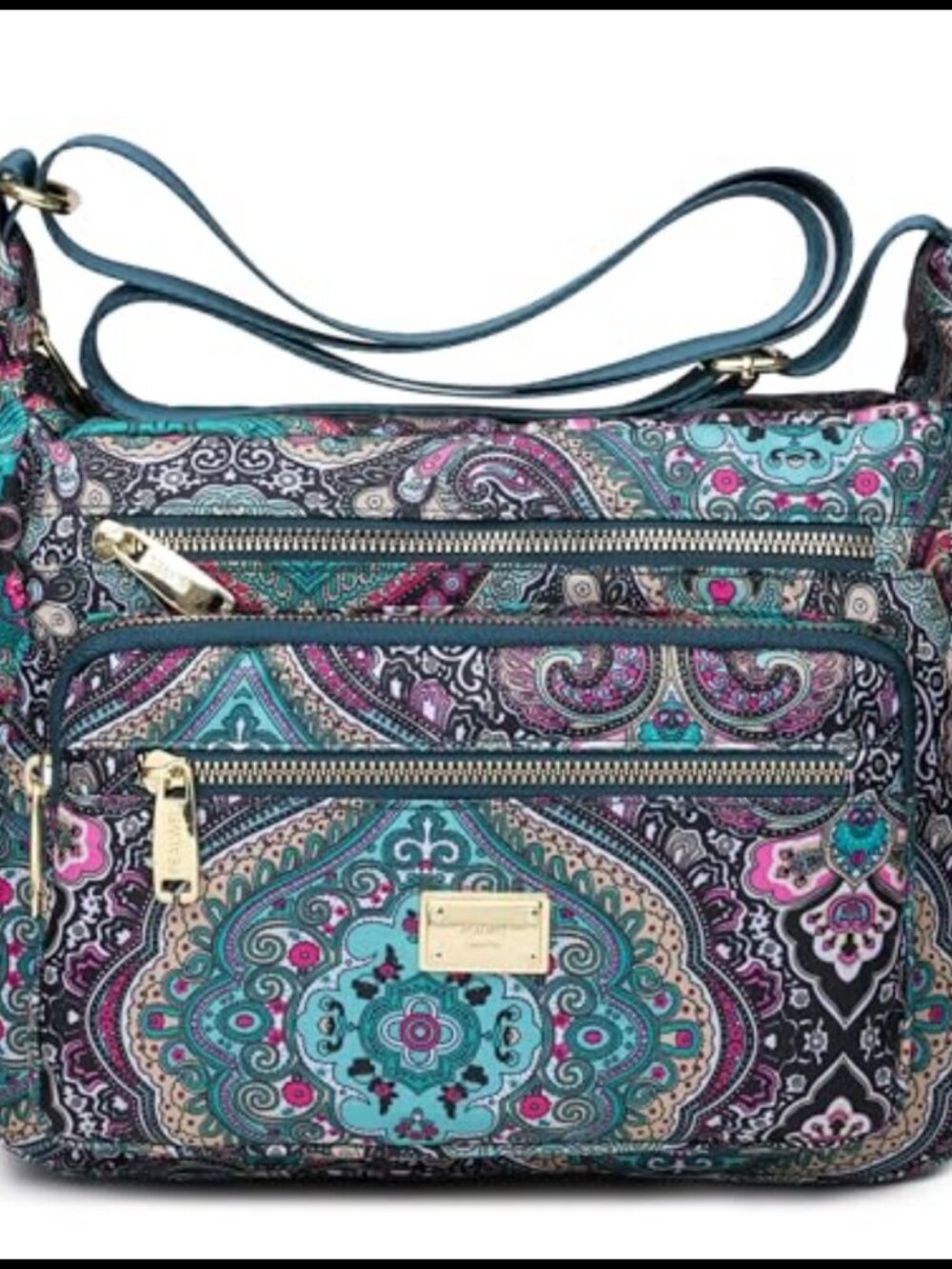 Pealwel Nylon Crossbody Purse Multi Pocket Satchel Shoulder Bag